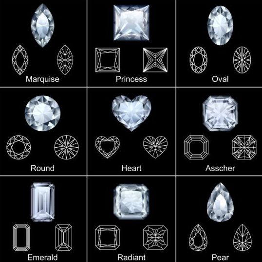 Diamantformen mit Umrissen Vektorset 05  