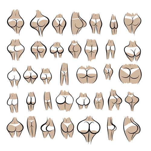 Different Female Buttocks design vector 02  