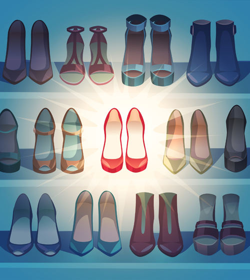 Different woman shoes vector design  