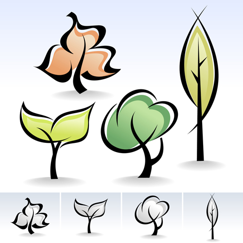 Drawing cute tree vector graphics 03  