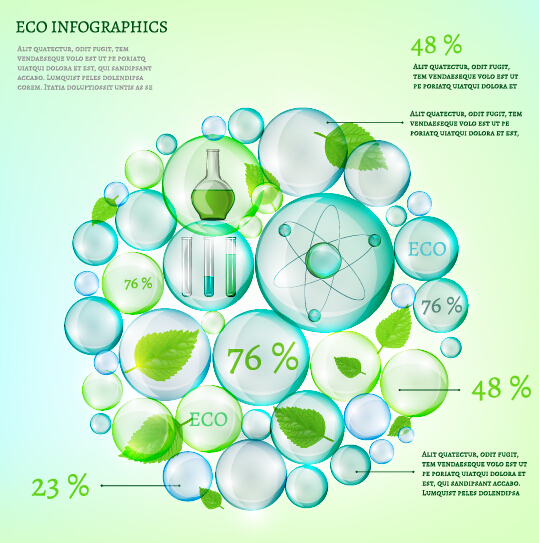 Eco Infographics and leaves bubble vector 09  