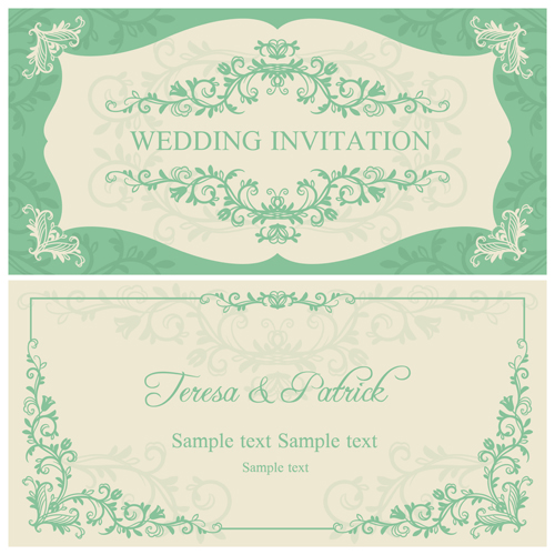 Elegant floral decorative wedding invitation vector cards 05  