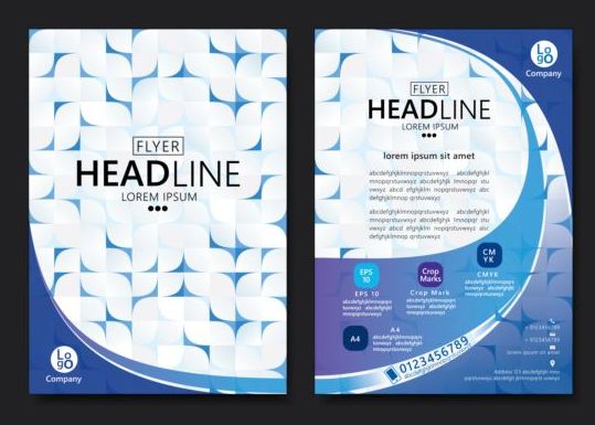 Flyer with brochure geometric pattern cover template vector 04  