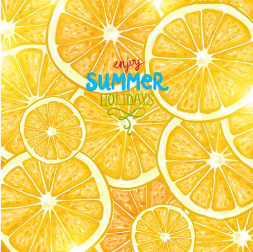 Summer Fruits backgrounds vector 02  