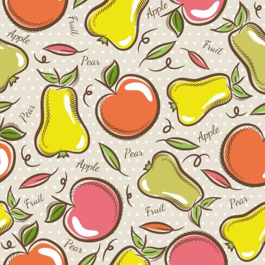 Fruits hand drawn vector seamless pattern 09  