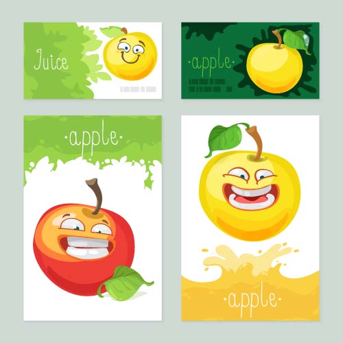 Funny apple cards vector 02  