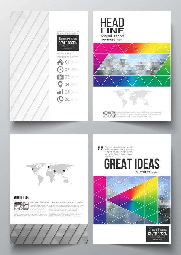 Geometric shape cover template magazine with flyer vector 07  