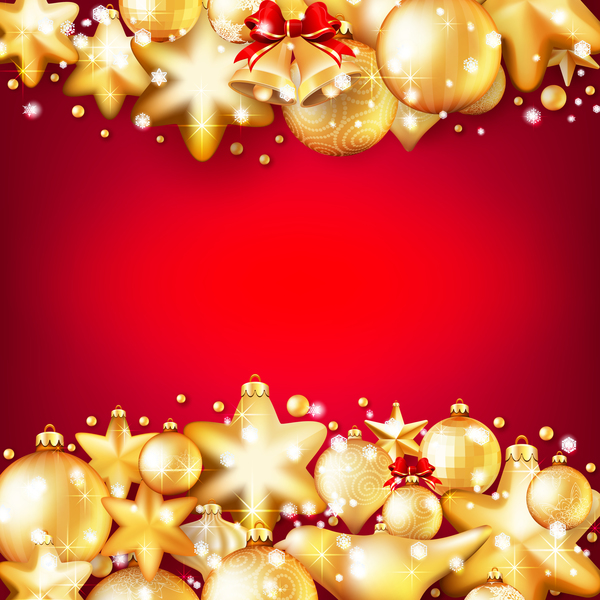 Goldene Weihnachtsbausteine mit rotem Hintergrundvektor 04  