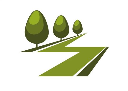 Зеленый парк логотип векторов установить 05  