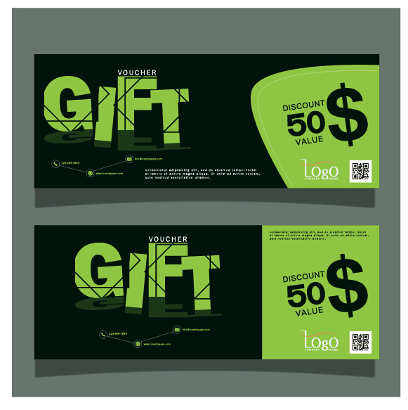 Green style gift voucher template vector  