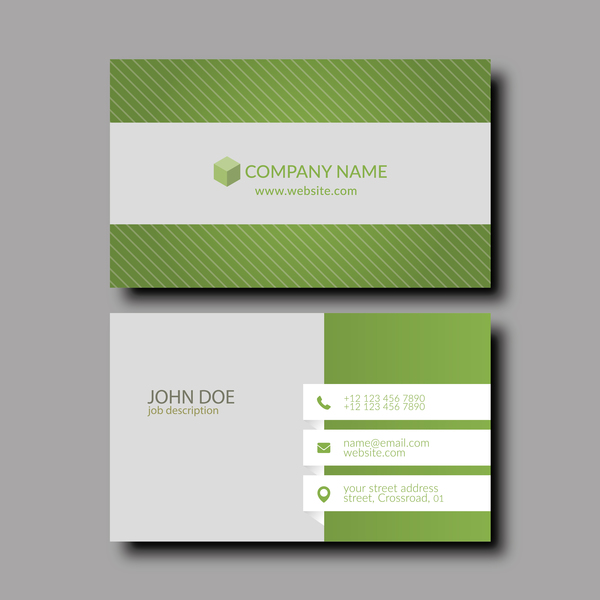 Green with white business card template vector  
