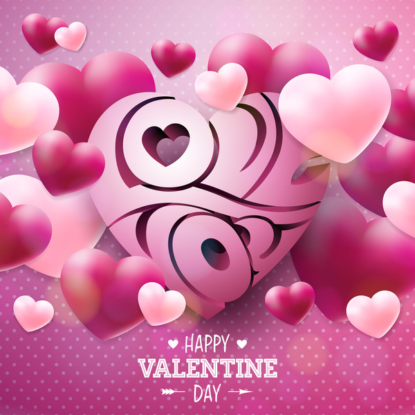 心臓の形のバレンタインカードのcricleドットパターンベクトル  