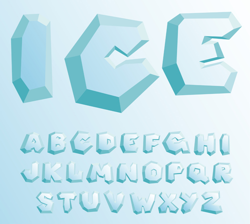 Ice alphabet and number vector material 02  