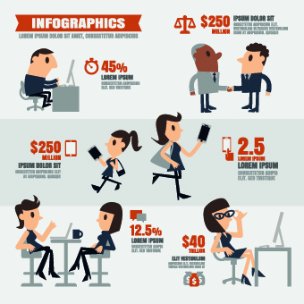Infographics and people design vector 01  