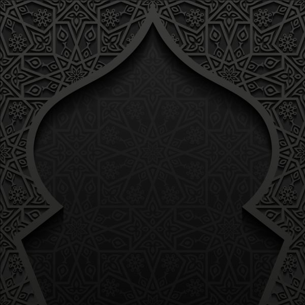 Islamic mosque with black background vector 05  