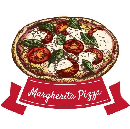 Margherita pizza Vintage étiquette vecteur  