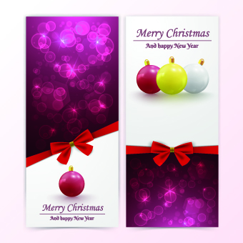 2014 Merry Christmas bow cards design vector set 05  