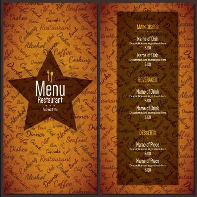 Modern restaurant menu cover and list vector 09  