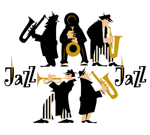 Musicians with jazz music vector material 03  