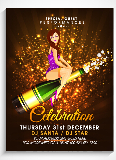 New year 2016 party flyer vector material 12  