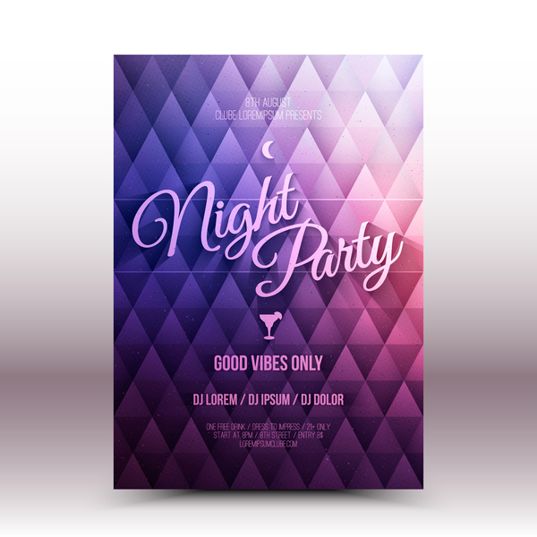Nacht Party Flyer Vorlage Vektor  