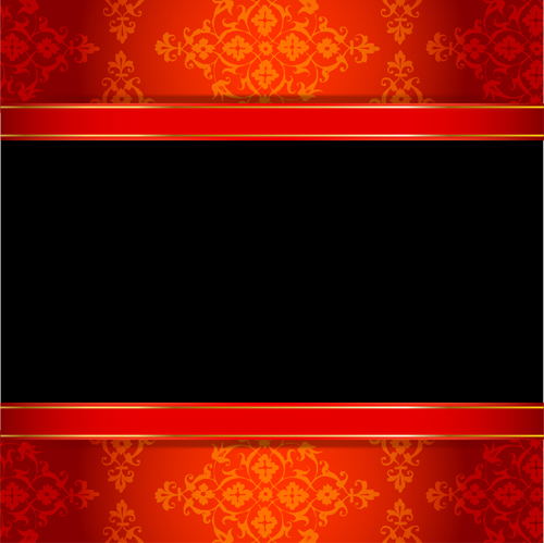 Ornate red with black background vectors 01  