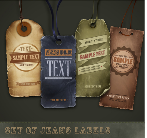 Elements of Retro Jeans Labels vector set 01  
