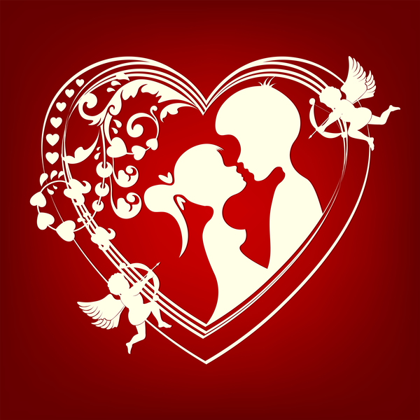 Carte de Saint Valentin romantique avec matériel vecteur amoureux 10  