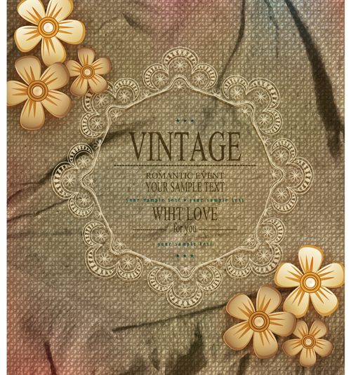 Romantic vintage cards with love vector 02  
