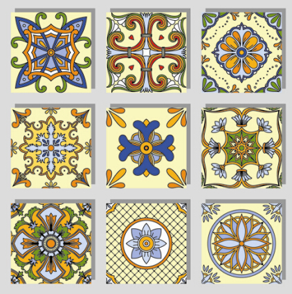 Seamless pattern tile floral vector set 02  