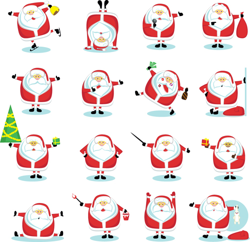 Various cute Santas elements vector material 04  