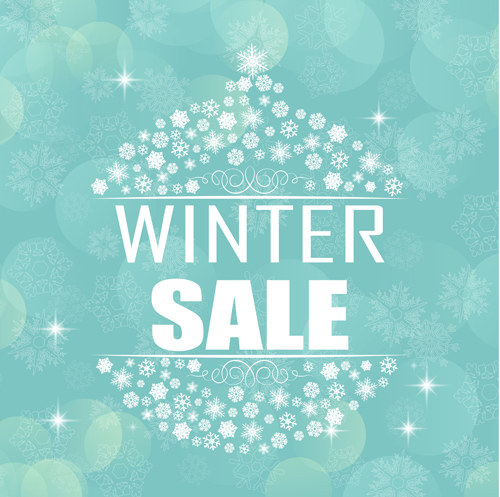 Snowflake christmas ball with winter sale background vector 01  