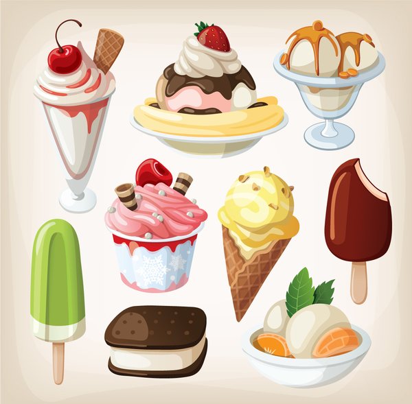 Sorts of ice cream vector illustration 02  