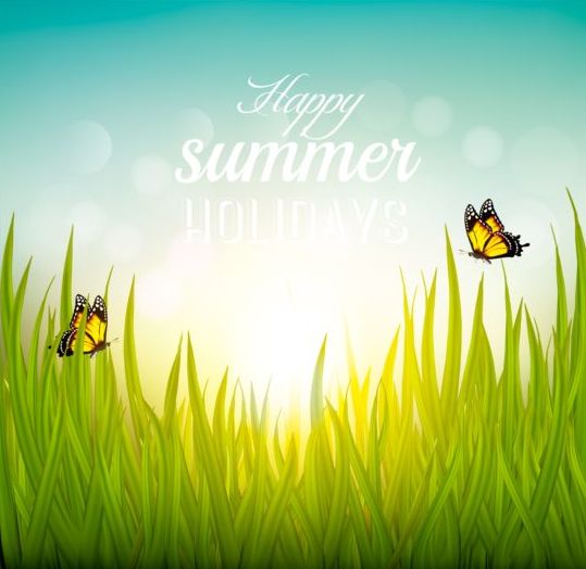 Sommer-Natur-Hintergrund mit Schmetterling-Vektor  