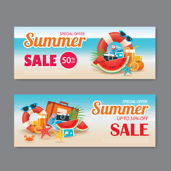 Summer special offer banners design vector 01  
