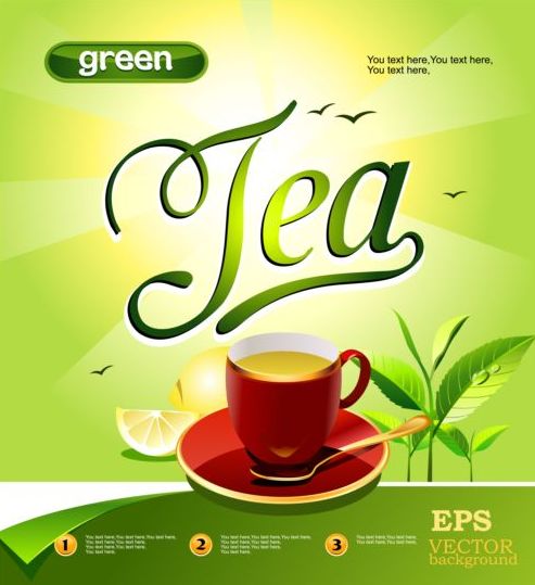 Tea poster modern vector template 01  