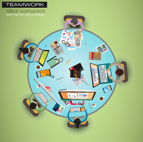 Team teamwork business template vector set 01  