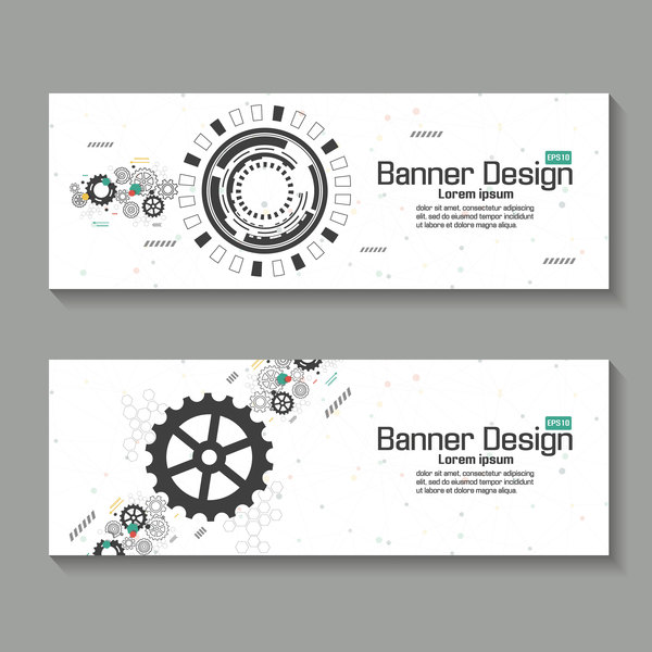 Technology banner vector template with gear  