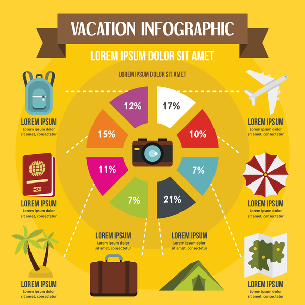Vecteur de conception de vacances infographique  