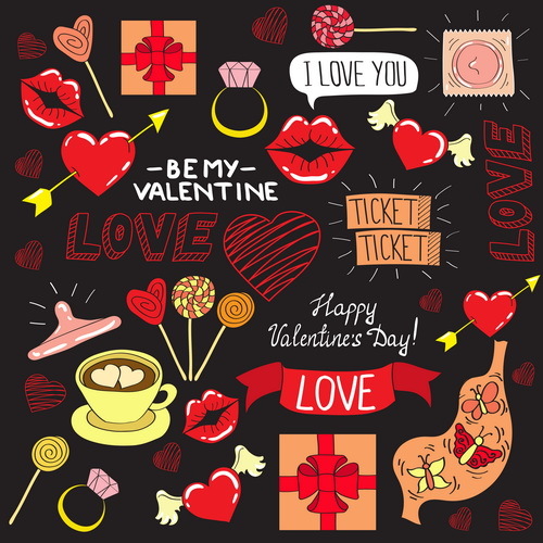 Valentine decorative vectors illustration set  