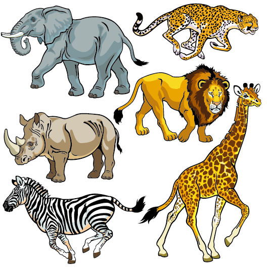 Vector set of wild animals design graphic 05  