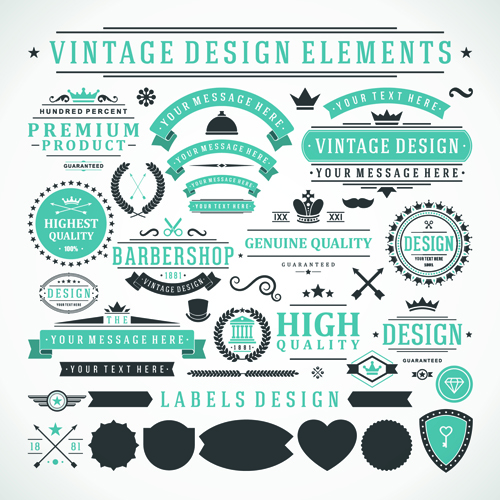Vintage robbon banner with labels vector 02  