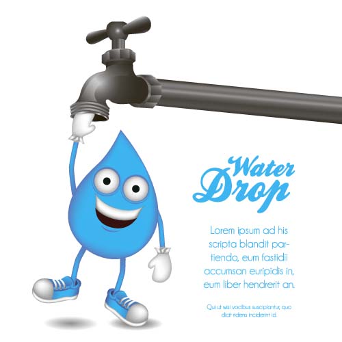 Water tap and water drop background vector 02  