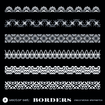 White lace borders design vector set 02  