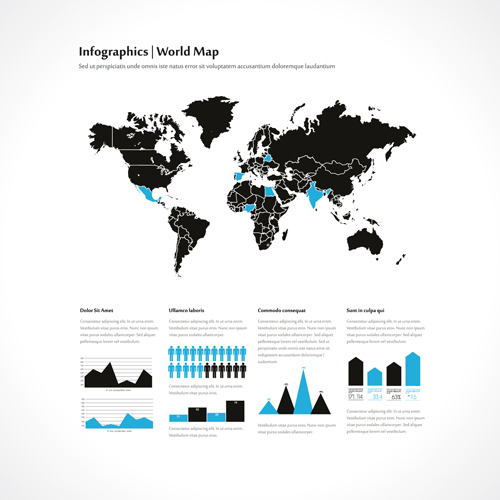 World map with infographics creative vector 02  