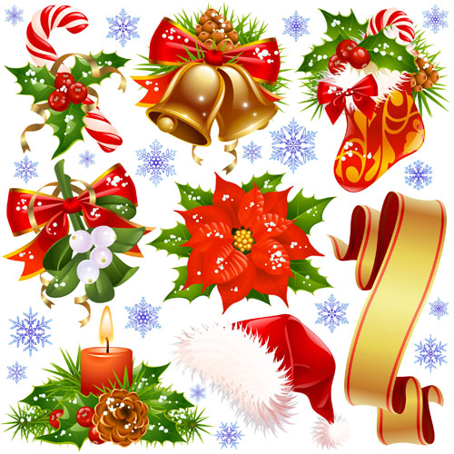 Different Xmas decorations vector material 05  