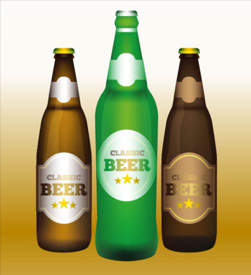 beer bottle vector template set  