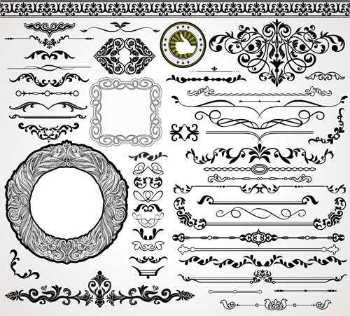 Ornaments elements border and frames vecor 03  