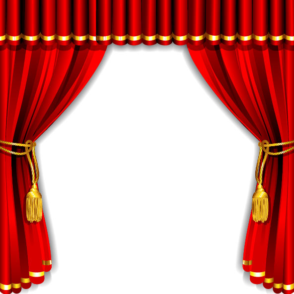 Red curtain elements vector background 01  