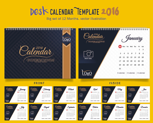2016 New year desk calendar vector material 23  